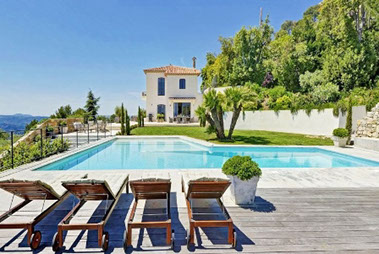 Luxury villa rental with pool and sea view in Grasse, South of France 